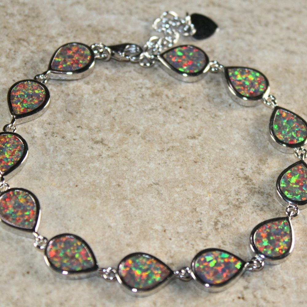 Orange Fire Opal Teardrop Bracelet - image 1